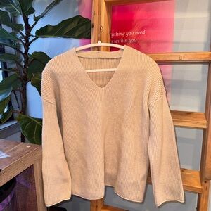 Beige V-Neck Women's Sweater